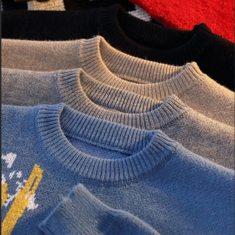 Designer Original Men's Autumn Luxury Long Sleeves Knit Sweater Jacquard Keep Warm Round Neck Pullover Leisure Trend Men's Tops