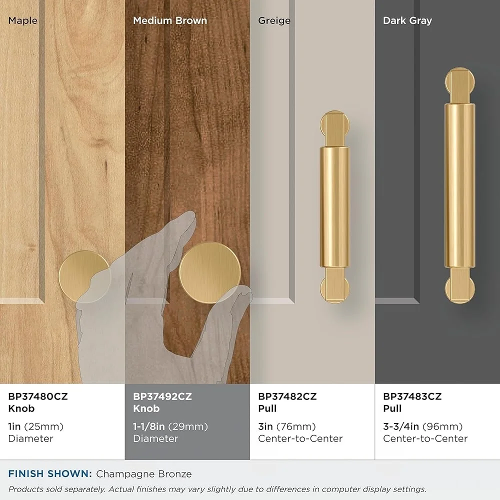 Manopola per armadio in zinco stile transitorio Diametro 1-1/8 pollici Rotondo Bronzo champagne Hardware durevole incluso Installazione semplice