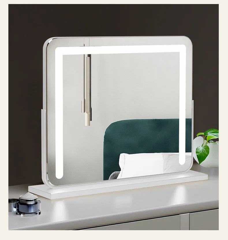 Household desktop makeup mirror with lamp led beauty, stepless dimming vertical dressing, single-sided mirror