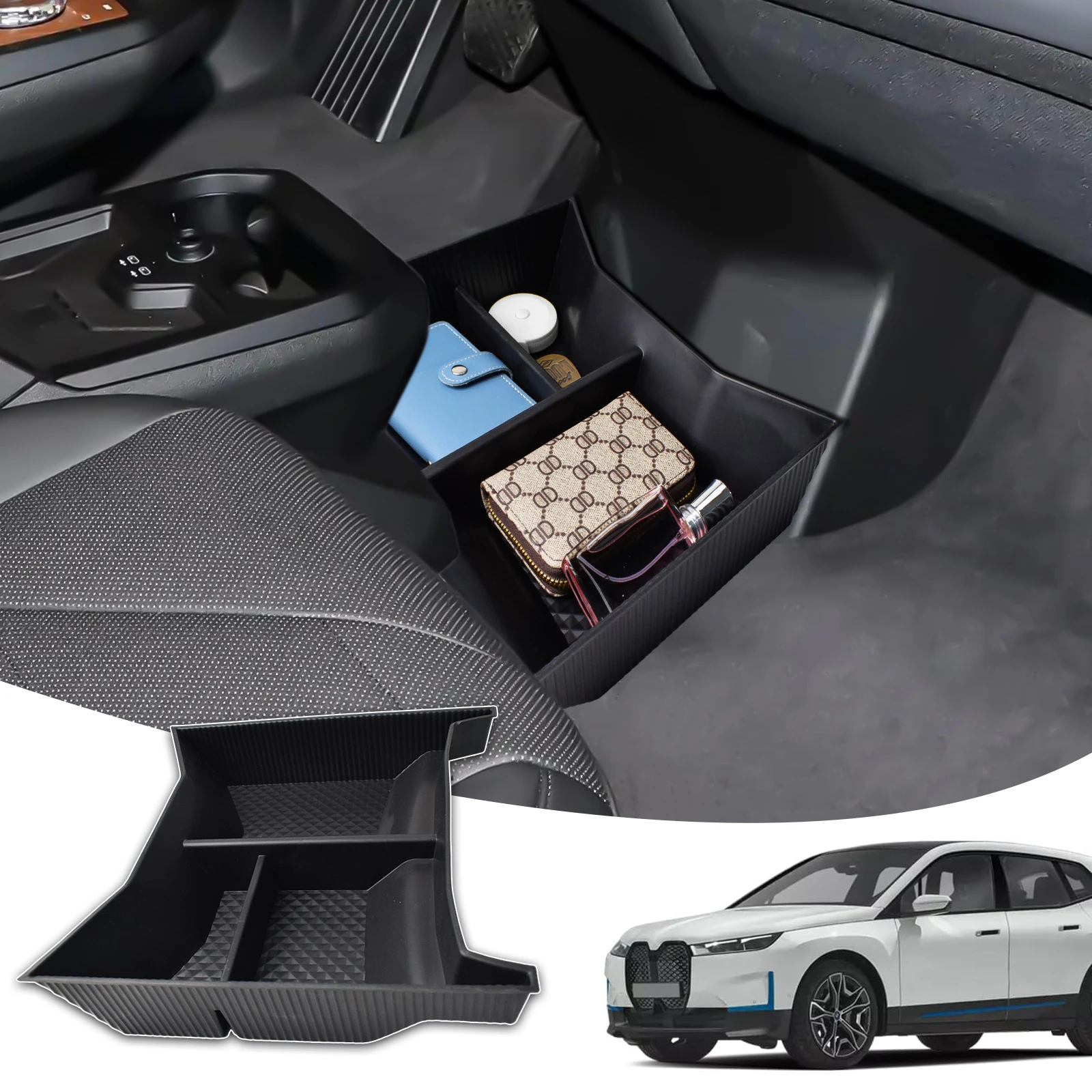 

For BMW iX I20 2022 2023 2024 2025 Floor Center Console Organizer Car Storage Box Center Console Lower Tray ABS Car Accessories