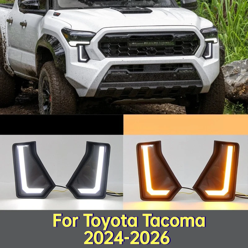 For Toyota Tacoma 2024-2026 Led Daytime Running Lights Yellow Flowing Turn Signal Front Fog Light Modification Accessories