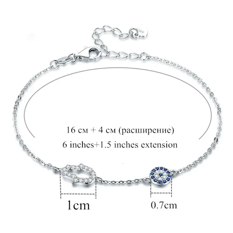 TONGZHE Fashion Women Bracelet 925 Sterling Silver Hamsa Evil Eye Bracelet Turkey Jewelry Hand Bracelets For Women Pulseras 2020