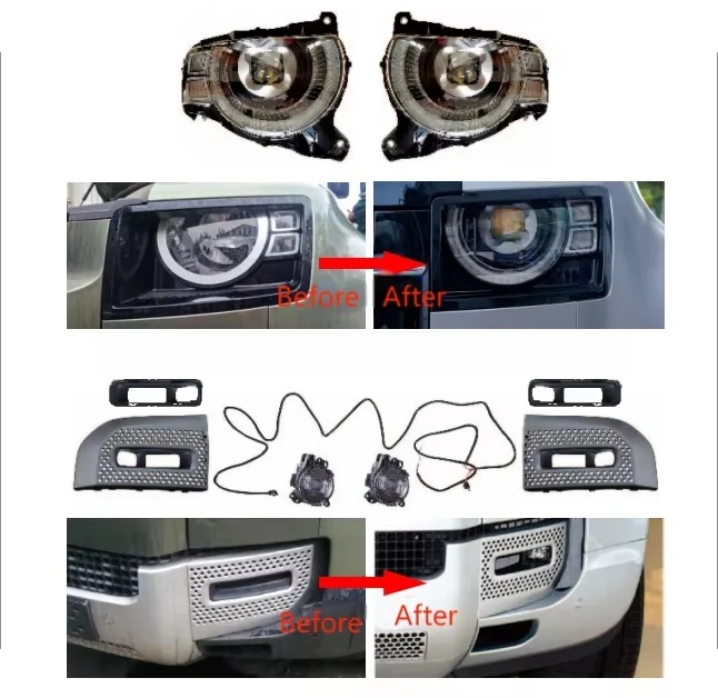 For Defender 2020- Base Upgrade to High Version  Low to High  Fog Lamps Headlights  Headlamps