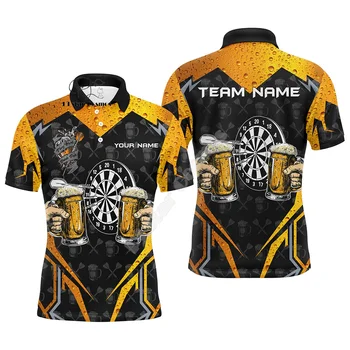 맞춤형 이름 다트 카모 빈티지 불꽃 그래피티 문신, 여러 가지 빛깔의 3D 프린트, 하라주쿠 여름 재미있는 반팔 폴로 저지 셔츠 M