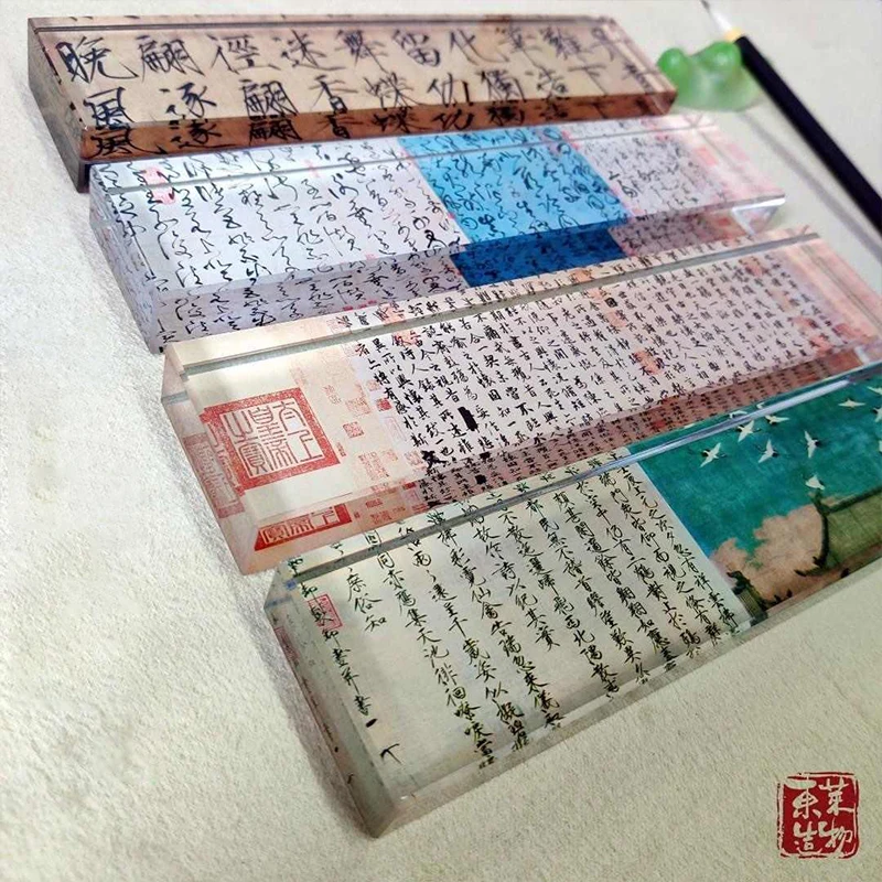 Calligraphy Paperweight Glass Chinese Painting Writing Paper Calligraphy Supplies Desk Decor Tools Home Office School Supplies