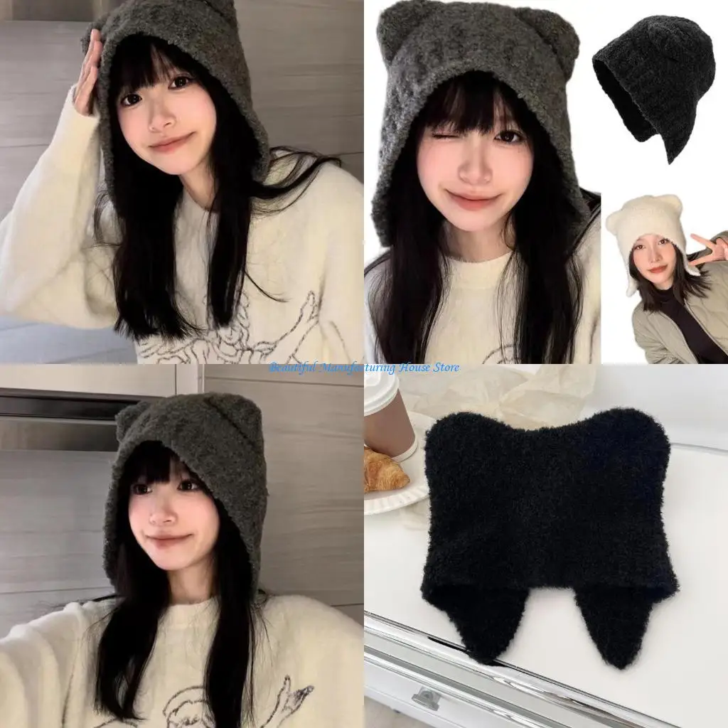 

E56A Зимняя флисовая шапка с объемным медведем, шапка-бини, берет для девочек-подростков, новинка, головные уборы, милый убор,