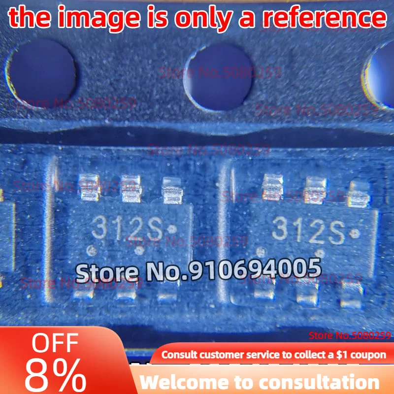 듀얼 P 채널 MOSFET 게임 액세서리 칩, FDC6312P SOT23-6, 200-20 개, 신제품