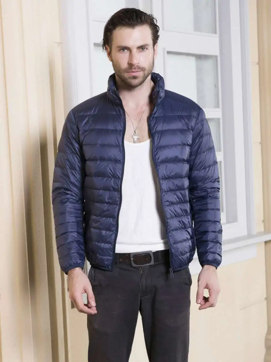 

Новая легкая хлопковая куртка мужская с воротником-стойкой, зимняя одежда, приталенный крой, большие размеры, хлопковое пальто, повседневное, однотонное, на молнии