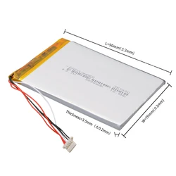 5-wire Connector 357090 3.7V 4000mAh Rechargeable Lithium Polymer Lipo Li-ion Battery For Tablet PC E-book Medical Equipment