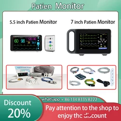 5.5/7 inch Human/Vet use portable 6-parameter adult patient monitor ECG/NIBP/PR/SPO2/RESP/TEMP vital signs monitor