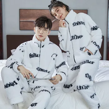 따뜻한 플란넬 잠옷 남성용, 두꺼운 잠옷 세트, 여성 패션 잠옷, 청소년 소년 소녀 잠옷, 2023 신상 커플 겨울 