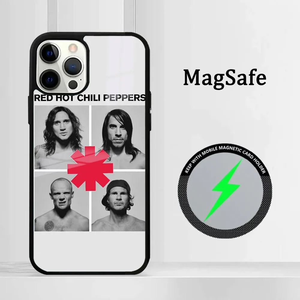 Red Hot C-Chili P-Peppers Phone Case For IPhone 16 15 14 13 12 11 Pro Max Plus Mini Magsafe Mirror Wireless Magnetic Cover