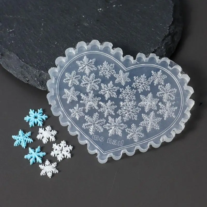 Christmas Snowflakes 3D Acrylic Nail Mold Nail Art Decoration DIY Silicone Transparent Manicure Template Nail Charm Non-toxic