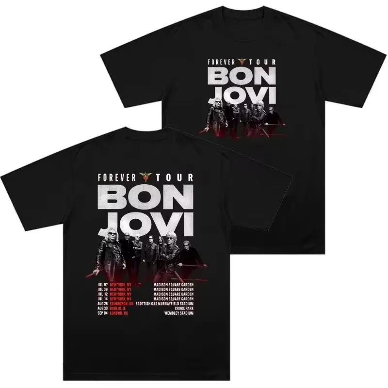 Bon Jovi Forever Tour 2026 T-Shirt, Unisex Cotton Crew Neck Short Sleeve, 2026 Spring Summer Streetwear, Creative Fan Gift