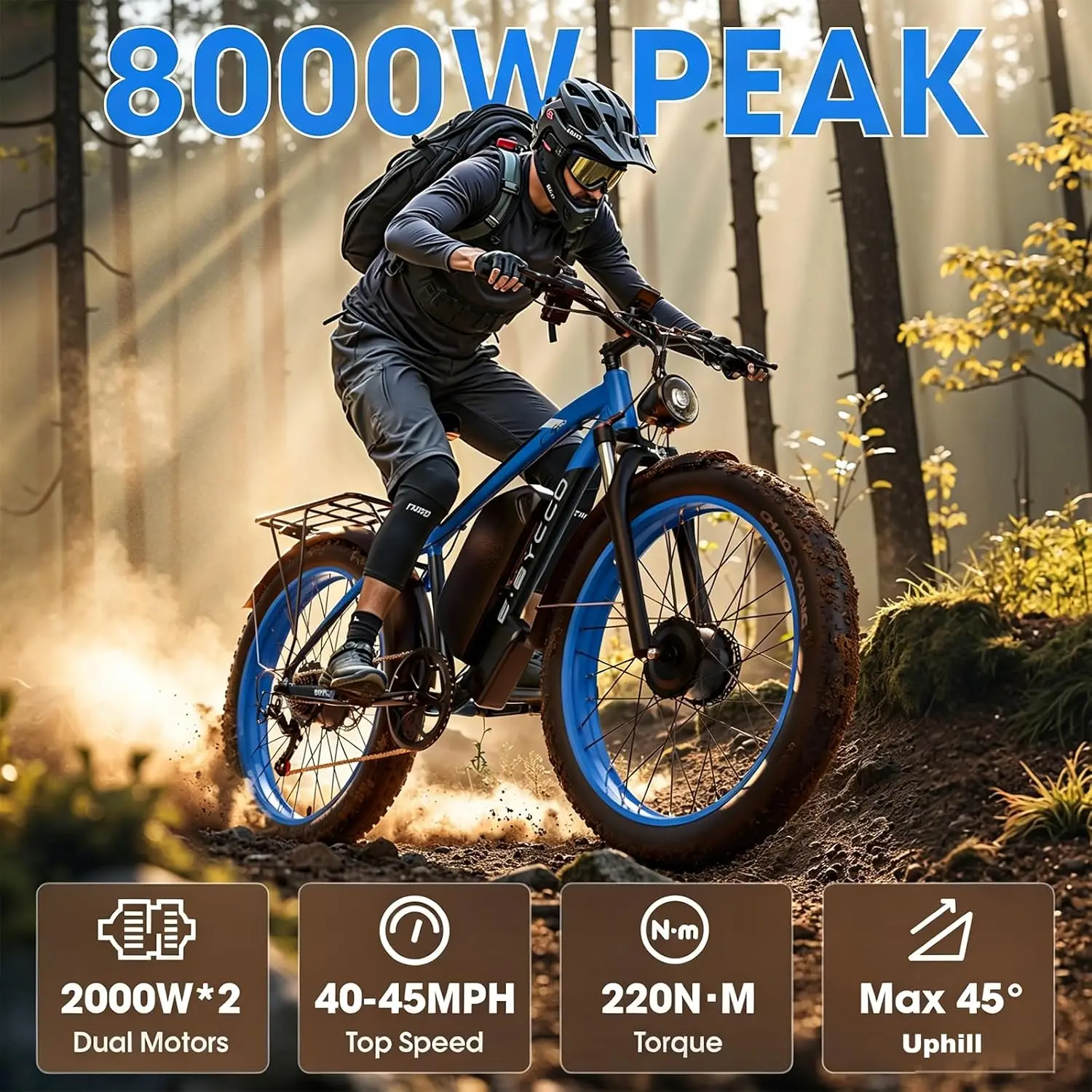 6000W Dual Motor E-Bike 52V 32Ah 45MPH 110 Miles 24