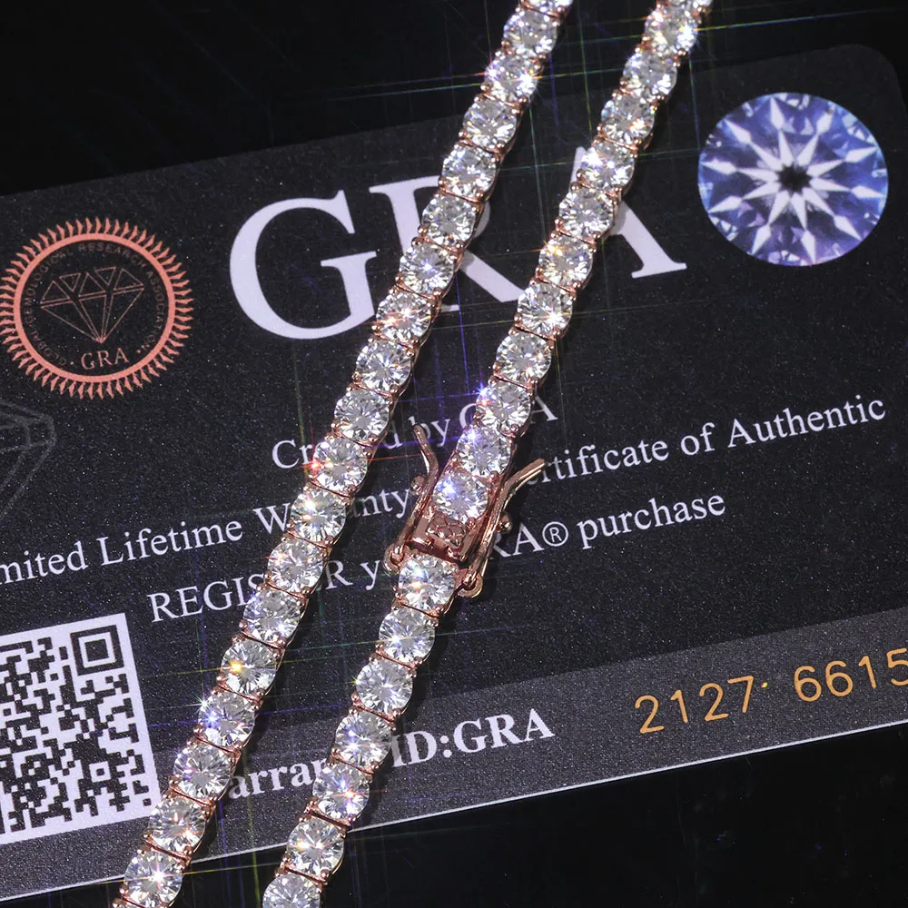 ESKEEM VVS Moissanite Tennis Bracelet Women Iced Out Round Brilliant Cut 925 Silver Rose Gold Plated Jewelry Gift for Party view 4