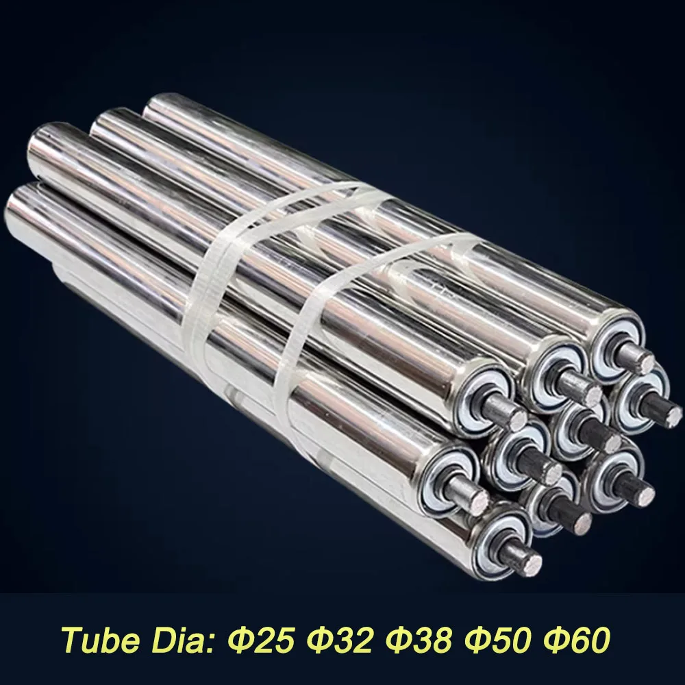 1Pcs Dia 25/32/38/50/60mm Total Length 100 150 200 250 300 350 400 450 500mm Galvanized /201 Stainless Steel Roller Conveyors