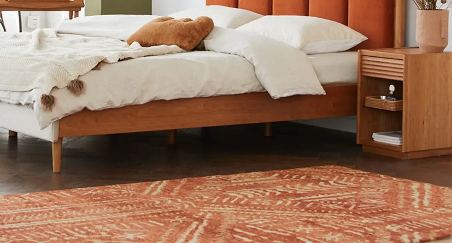Modern simple wind solid wood bed French retro bed light luxury soft bag fabric Nordic solid wood bed log simple children