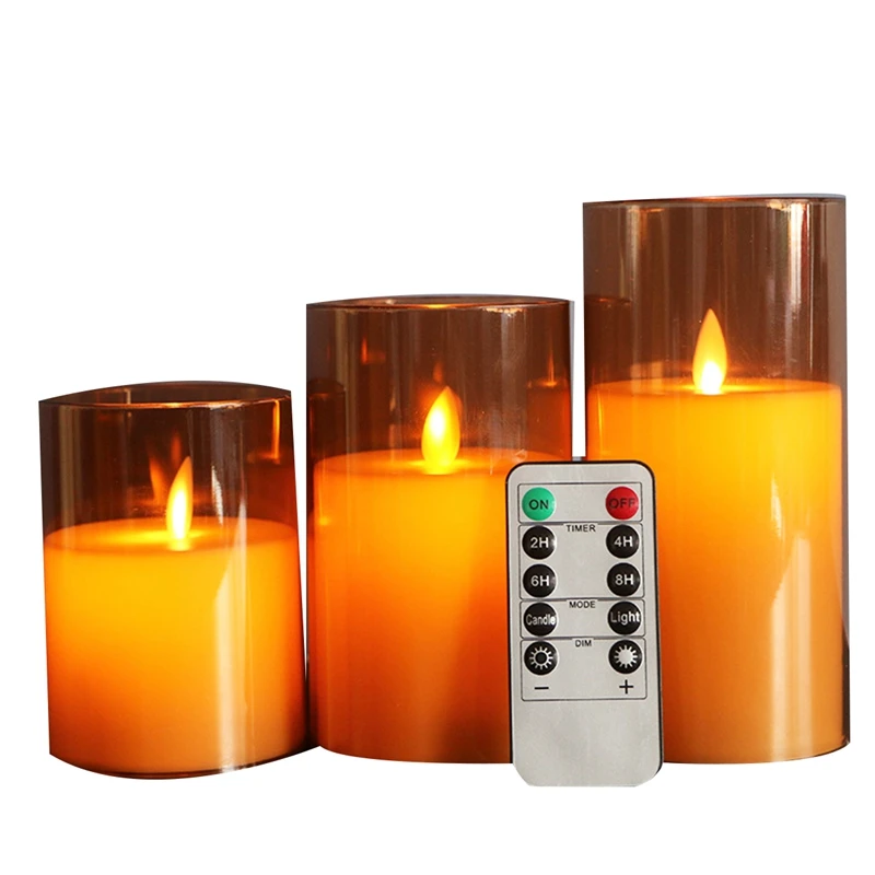 Plastic Cover One-Piece Simulation Wedding Bar Decoration Birthday Remote Control LED Electronic Candle Light Durable Set B