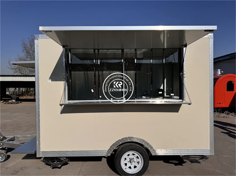 Carrello per hot dog all'aperto Rimorchio per alimenti mobile Snack di strada Chiosco per caffè Carrello per alimenti commerciale Cucina mobile Completamente attrezzata