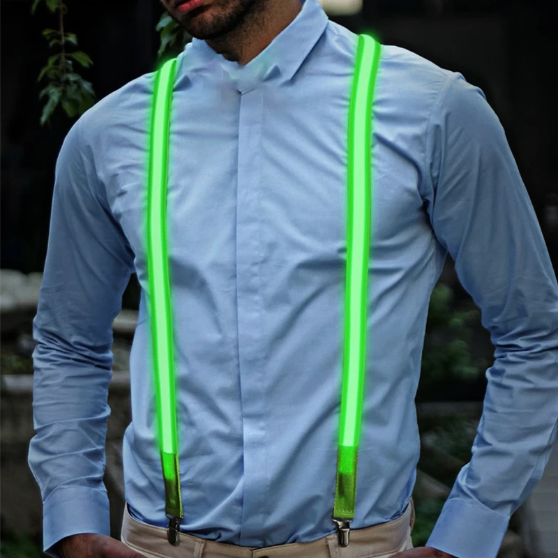 YOMDID Light Up Men's Led Suspenders Perfect For Music Suspenders Illuminated Led Festival Costume Party Halloween Decoration