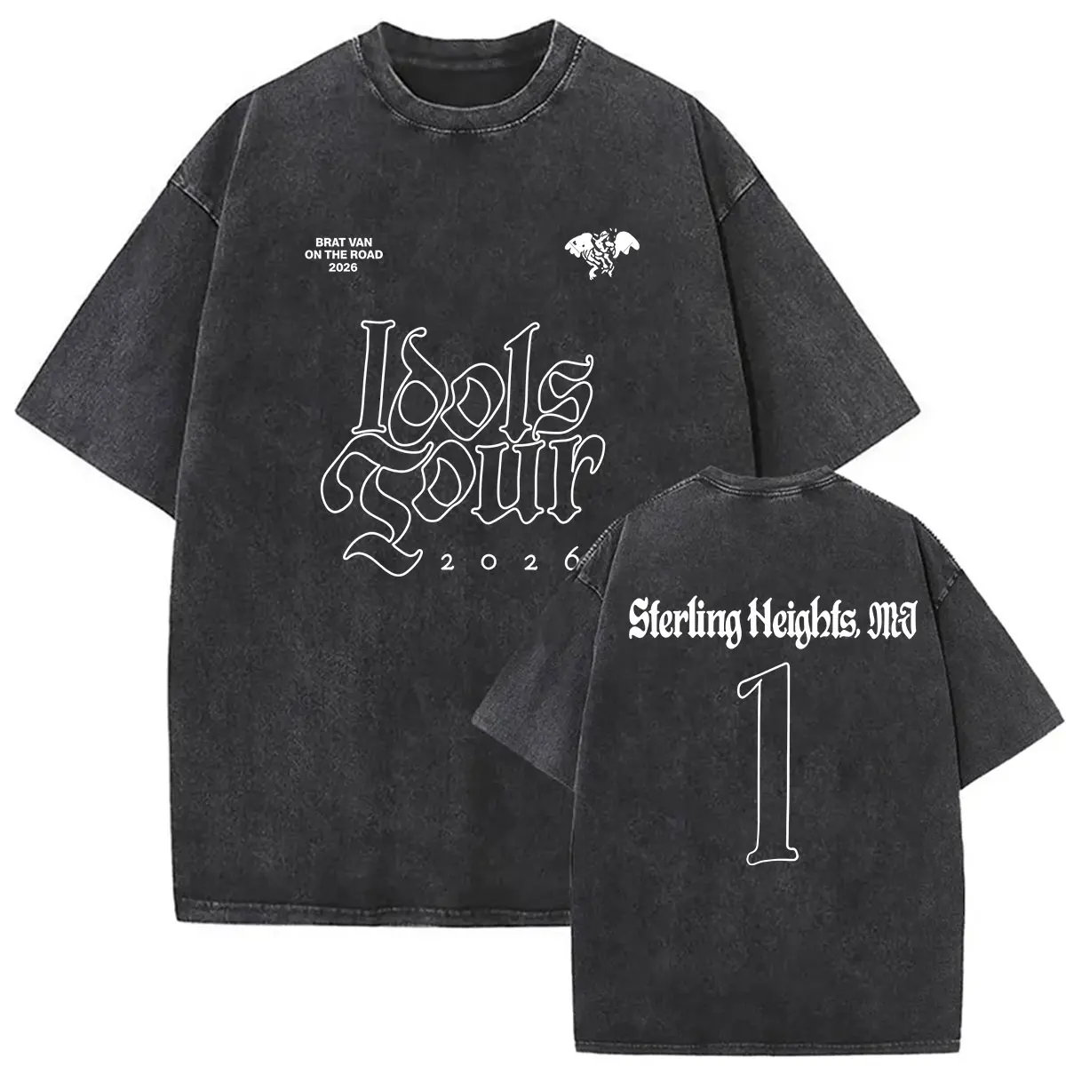 YUNGBLUD Idols The World Tour Sterling Heights MJ 1 Vintage Washed T Shirts Men Women Clothing Fashion Oversized Cotton T-shirt