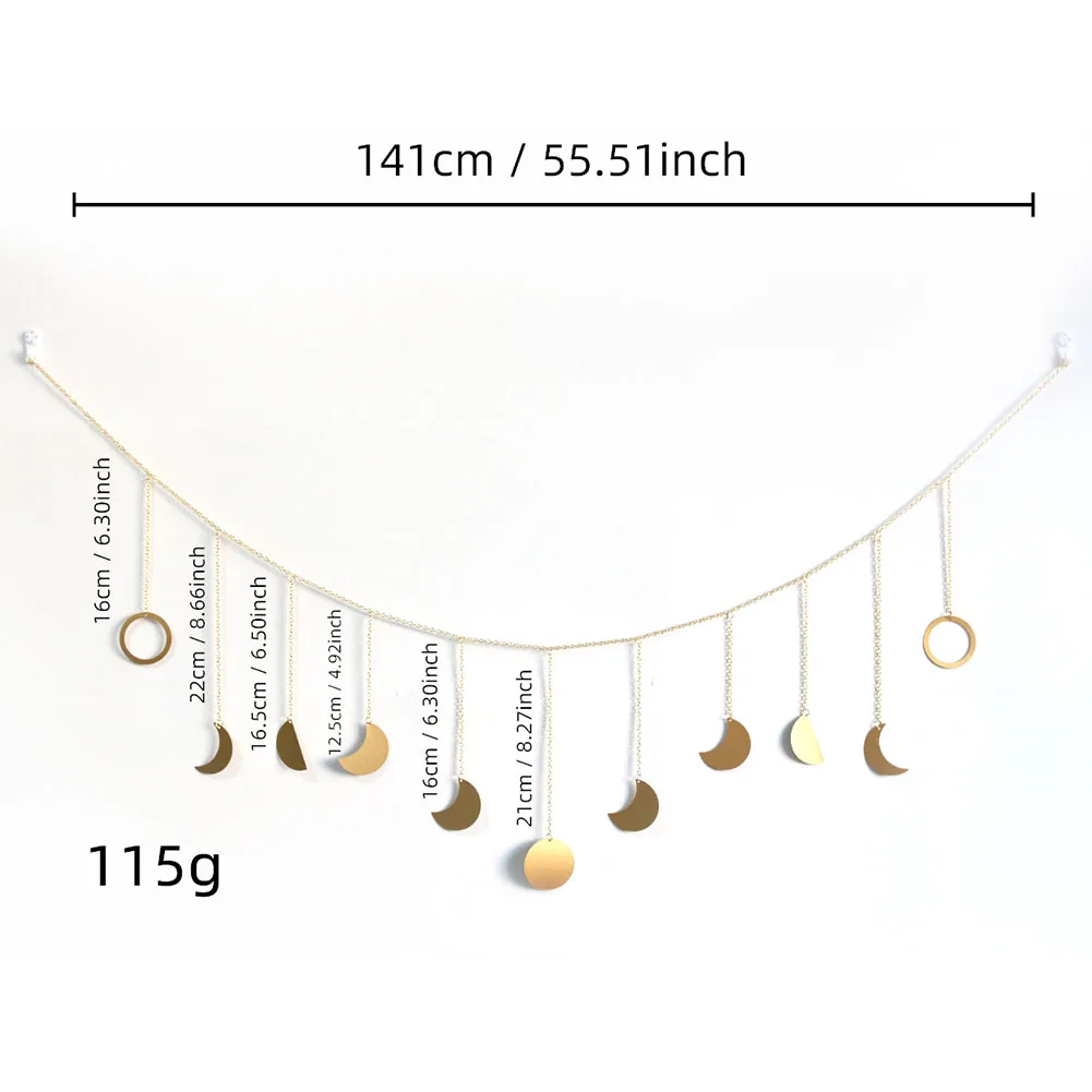 Afflatus By Moon Phase Home Decor Boho Aesthetic Garland Astrology Wall Art Medium Total Length Versatile Decoration