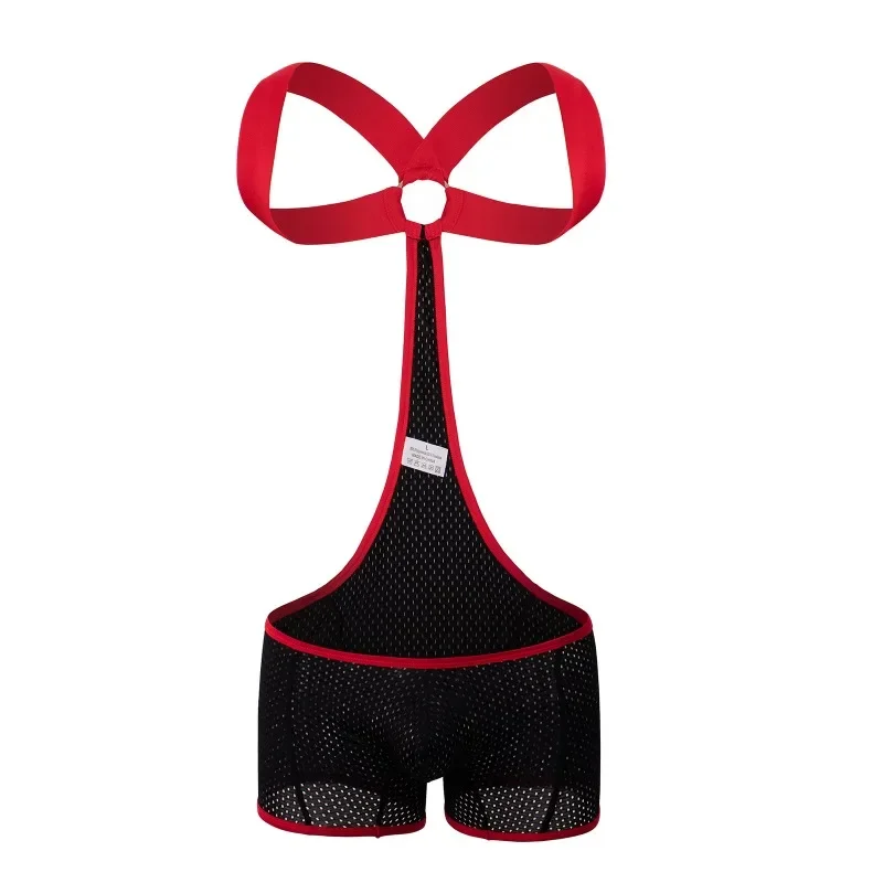 2025Fashion men's muscle chest strap one-piece breathable mesh boxers European and American fitness straps onesie CMF226