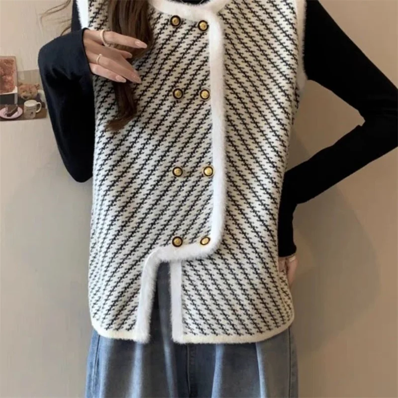 Ärmellose Mantel Damen Nachahmung Nerz Samt Duft Weste Jacke frauen Herbst Winter Neue Hochwertige Mode Stricken Weste