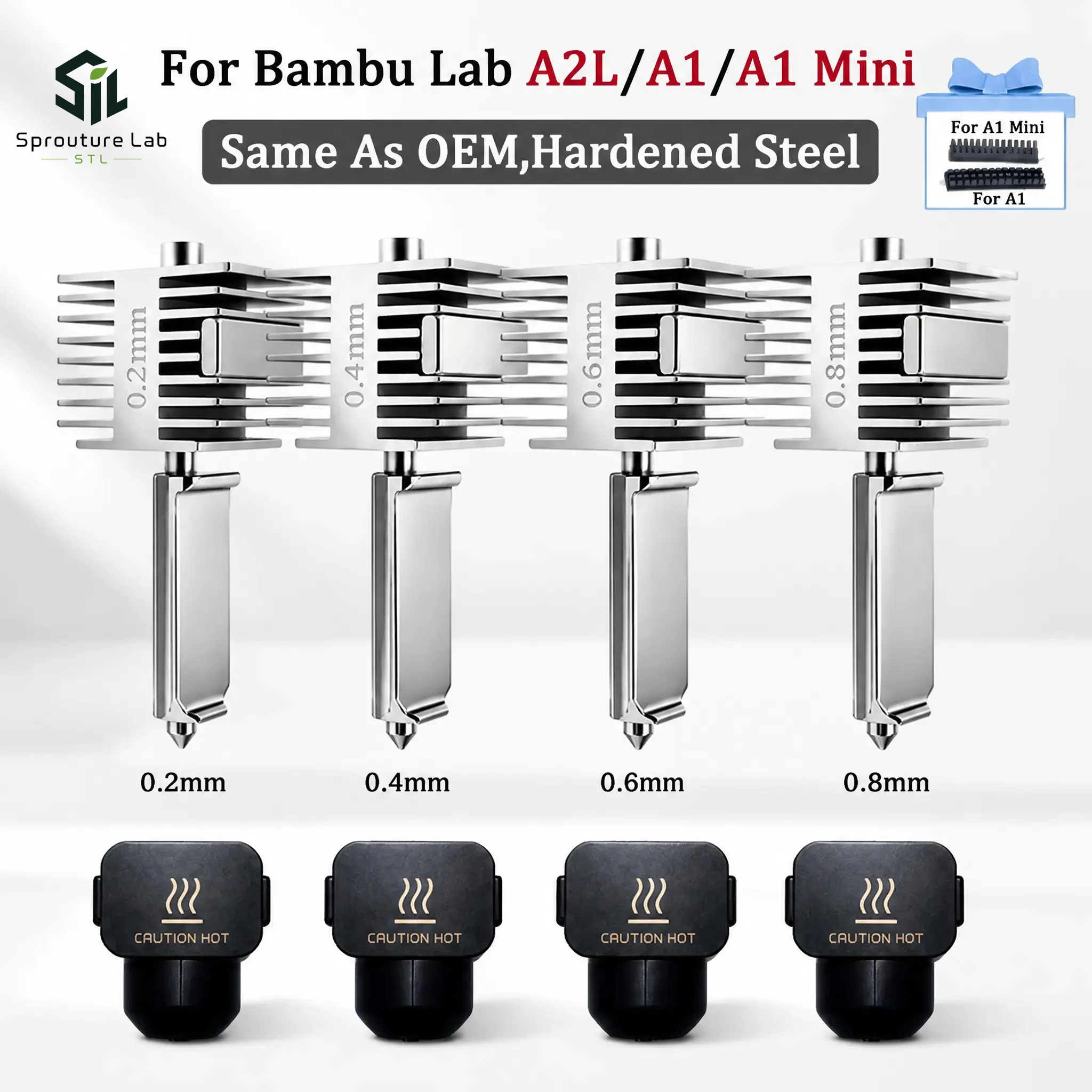 �y�Z�[�����zBambu Lab A2L/A1/A1 Mini�p�z�b�g�G���h�L�b�g �z�b�g�G���h�A�Z���u�� 0.2/0.4/0.6/0.8mm �d���|�������s�[�X�m�Y�� A1 3D�v�����^�[�p