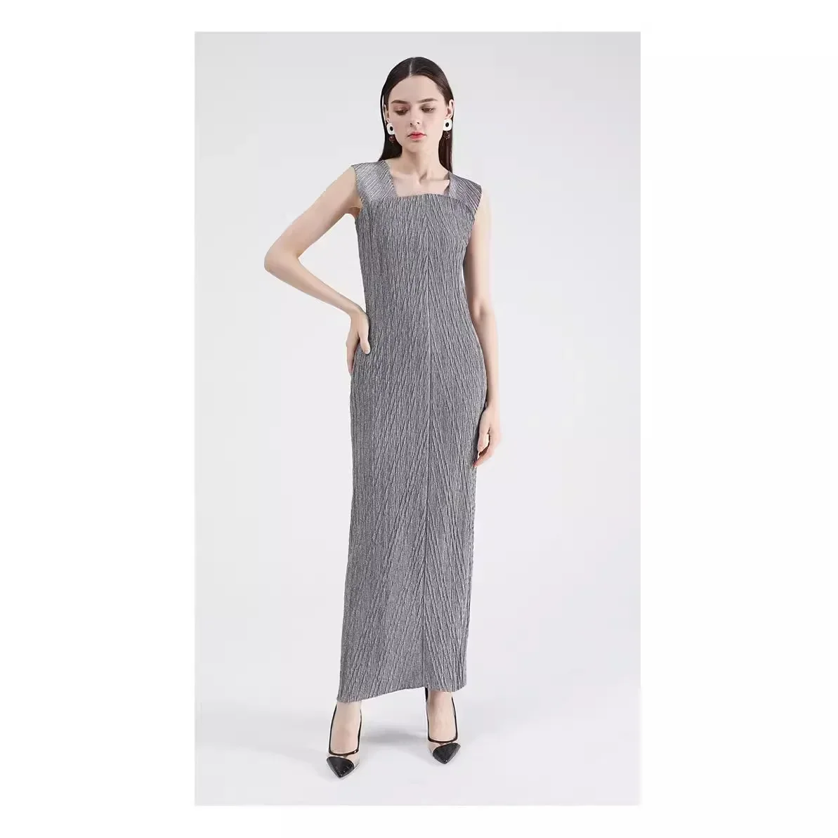 Autumn\'s Trendy Two-Piece Set: Miyake-Inspired Pleated Dress Elegant Slimming Chic Plus Size Friendly Miyake Bekleidung