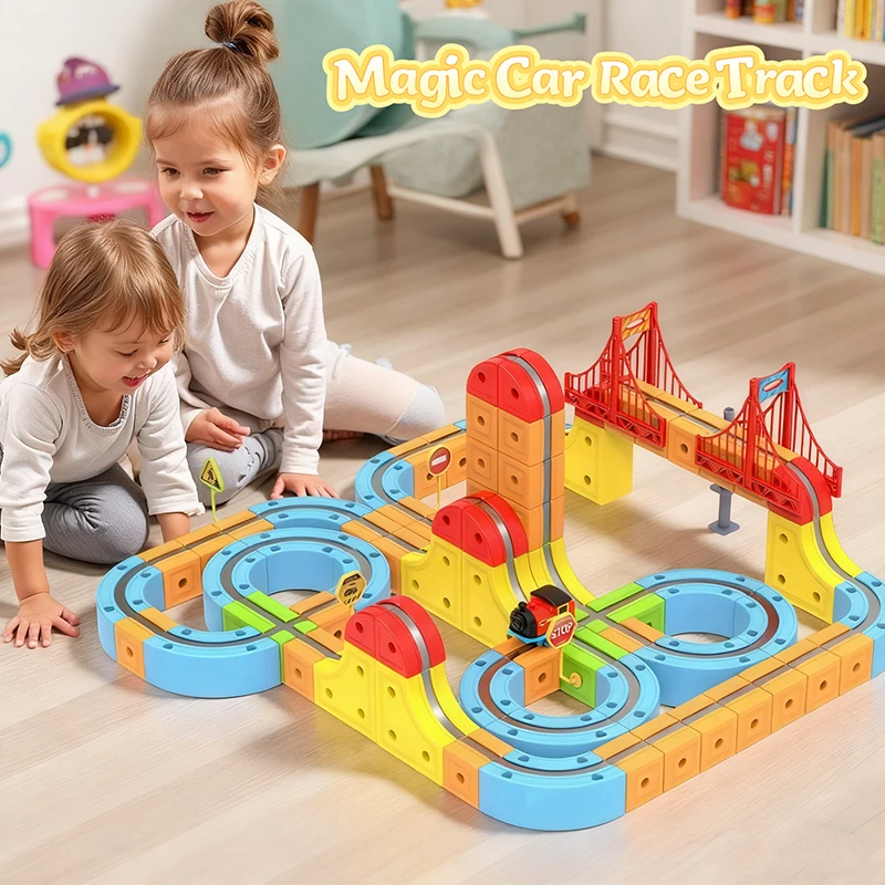 

Новые 66 шт. железнодорожные электрические магнитные направляющие, наборы для самостоятельного изготовления гоночных автомобилей, строительные наборы, гравитационный поезд, STEM, обучение, Рождественский подарок