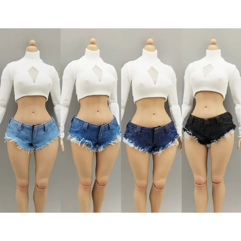 

In Stock 1/6 Scale Action Figures Different Colors Ultra Short Denim Shorts for 12 Inch Female Soldiers Body Scene Decoration
