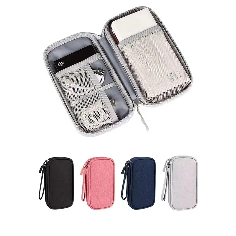 Portable Travel Accessories Organizer Pouch for Power Bank Phone Anti Shock Earbuds Case Handheld Small Electronics Storage Bag
