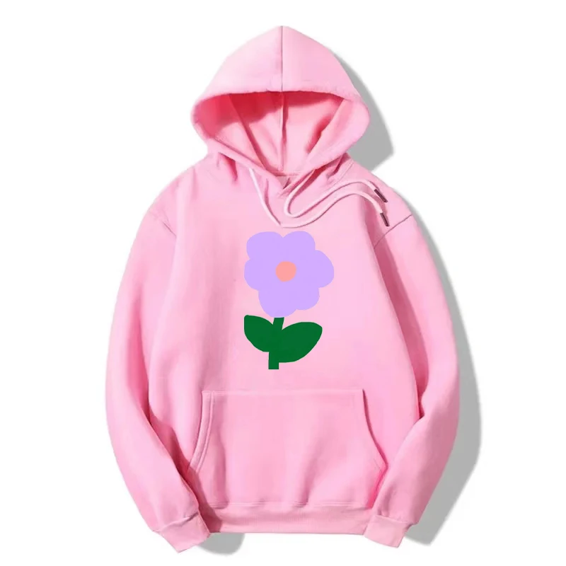 Purple Leaf Flower Women\'s Long Sleeved Hooded Sweatshirt With Simple Y2k Design Suitable For Dating Daily Versatile Classic