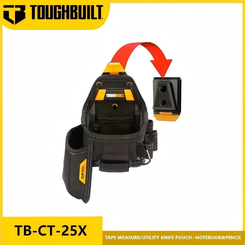 

TOUGHBUILT TB-CT-25X Tape Measure and Utility Knife Portable Tool Bag (Includes Notebook and Pencil) Multi-Functional Tool Bag