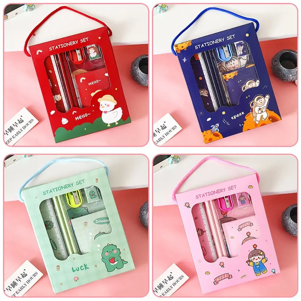 Cute Gift 6 In 1 Stationery Set Pencils Rulers Study Stationery Set Erasers Kindergarten Birthday Gift Prizes