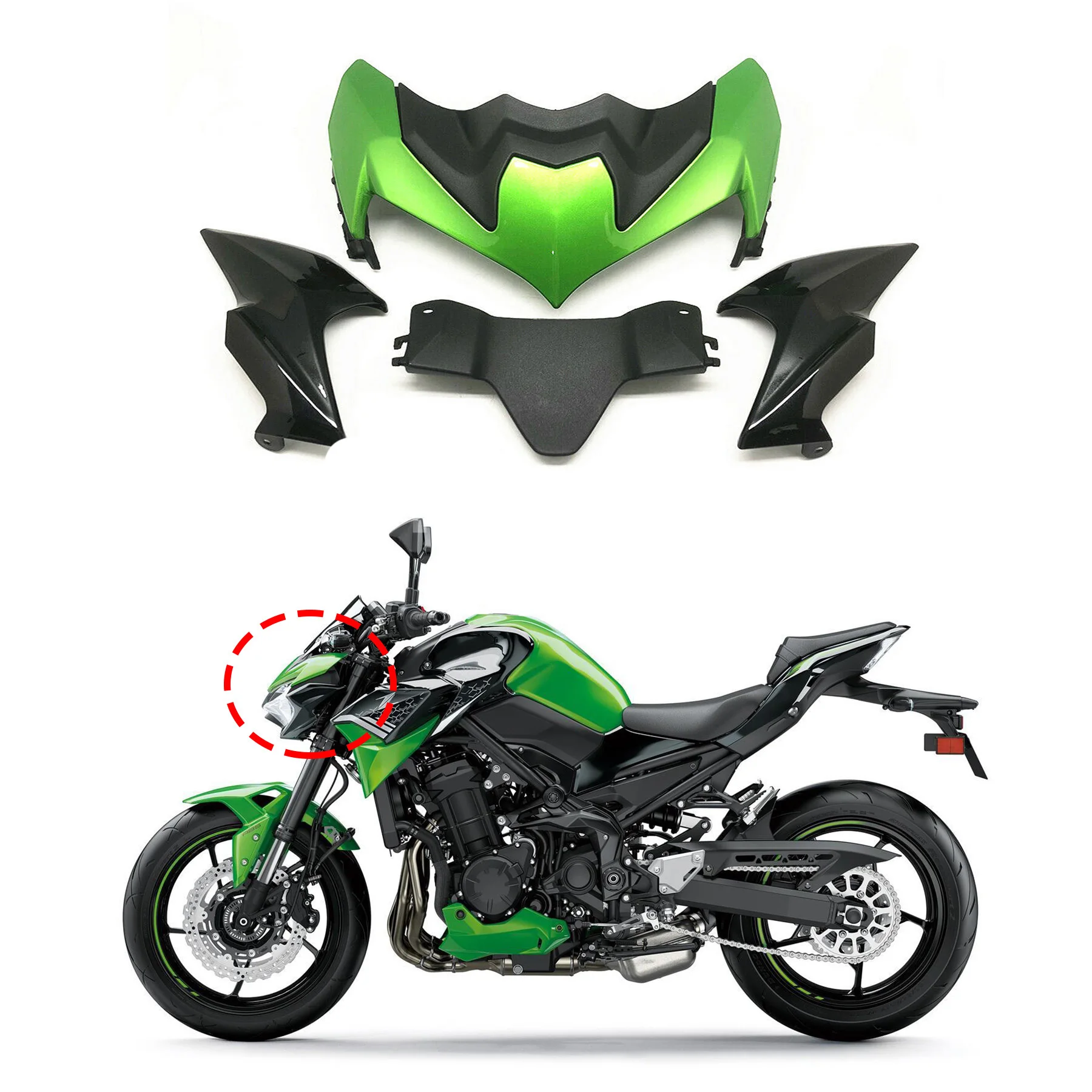 

Motorcycle ABS Front Headlight Fairing Beak Cowl Cover Extender Aerodynamic Winglets For Kawasaki Z900 2020 2021 ZR900 ABS Z 900