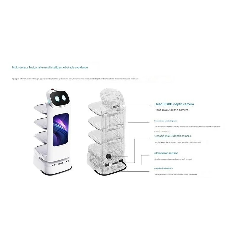 روبوت توصيل الطعام الذكي لمطعم الفندق، توصيل الطعام الأوتوماتيكي بالكامل، خدمة النادل