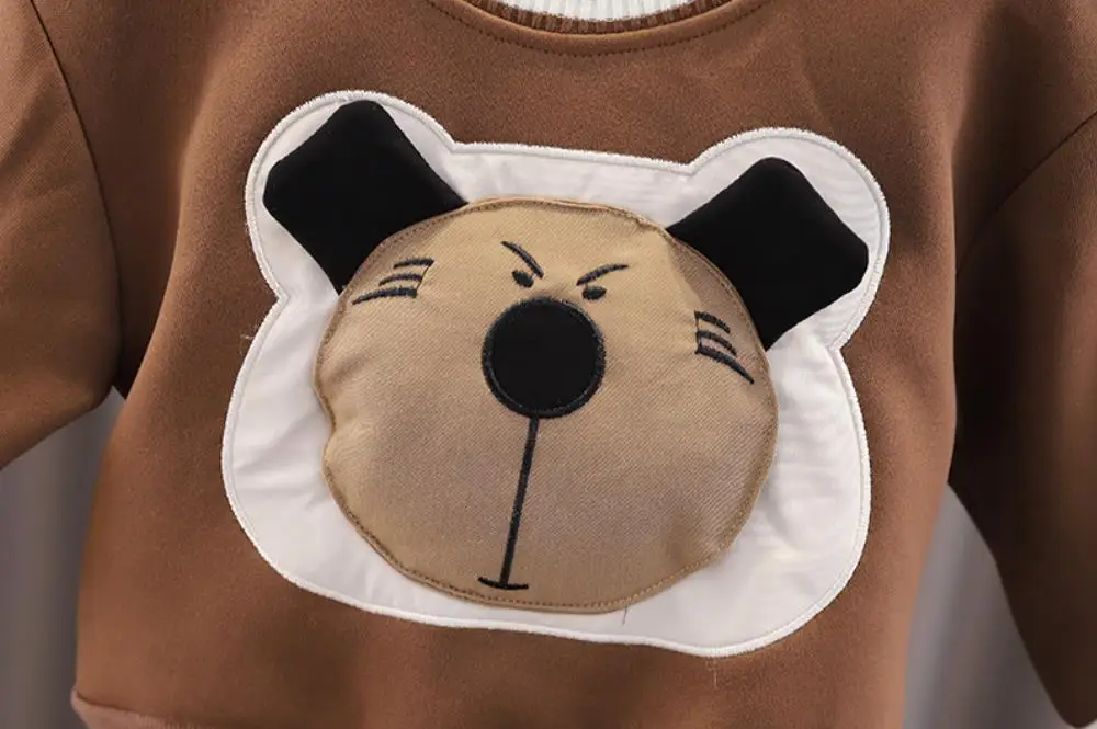 Infant Baby Designer Clothes Outfits 1 To 2 Years Cartoon Three-dimensional Bear Long Sleeve T-shirts+Pants Two Piece Boys Sets