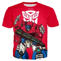 Nieuwe Stijl 2024 Zomer Kinderen T-Shirts Autobots Met Korte Mouwen Transformatie Robot Print Jongen Kids T-Shirt Jongens T-Shirts Kleding