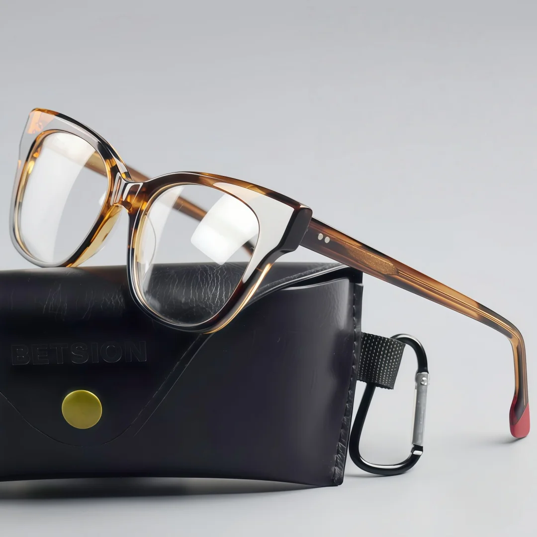 

BETSION Retro Cat Eye Acetate Eyeglasses Frame 51mm Lens Width Optical Frame For Women And Man Prescription Glasses