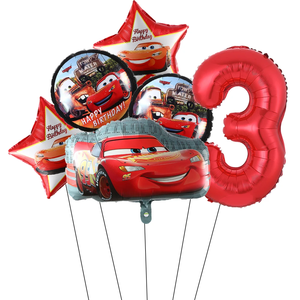 6-8pcs/set Disney Cars Kids Happy Birthday Party Balloons Decorations Boys Girls Lightning McQueen Aluminum Foil Party Supplies