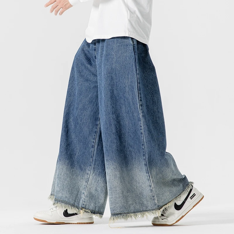 

Men Wide Leg Jeans Loose Jean Pants Male High Street Jogger Streetwear Japanese Style Fashionable Wide Leg Pants