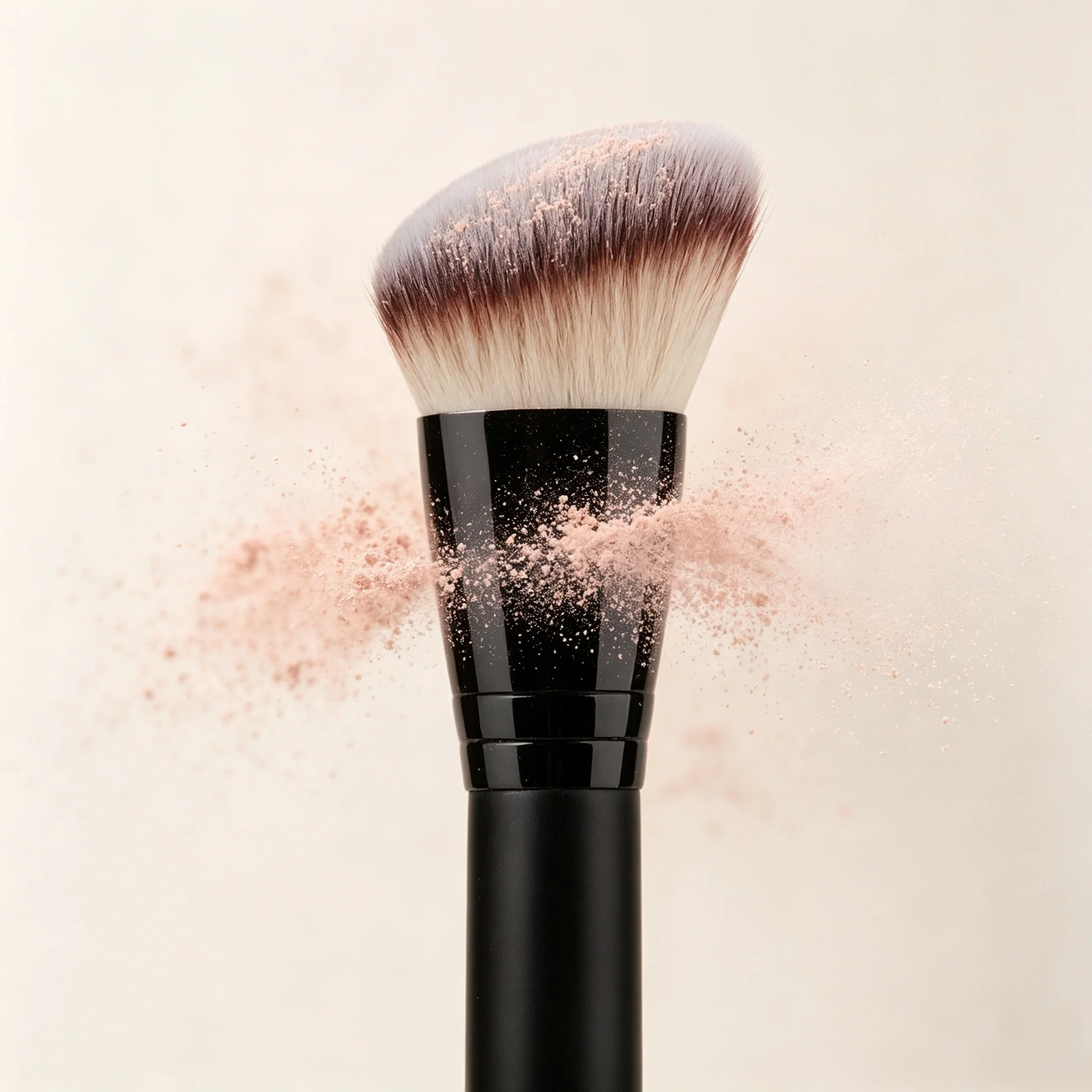 Pincel de Maquiagem Facial Multifuncional de Dupla Face Compacto Tudo-em-Um para Base, Blush, Contorno e Pó Solto