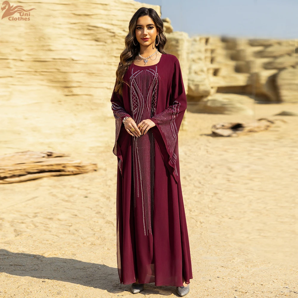 Eid Abaya para mujeres Vestidos de fiesta musulmanes Jalabiya diamantes Islam Vestidos árabe vestido largo Ramadán Marruecos Dubai Abayas Kaftan