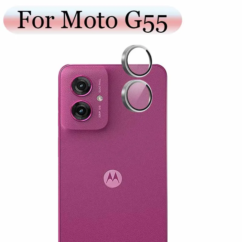 

Matel Ring Camera Protector For Motorola Moto G55 Camera Glass Lens Protector 3D Design High-quality
