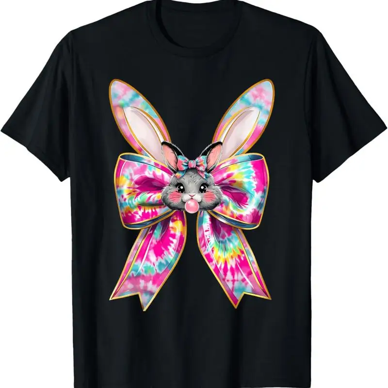 

Пасхальный кролик с лицом тай-дай кокетка с бантом для девочек женская футболка