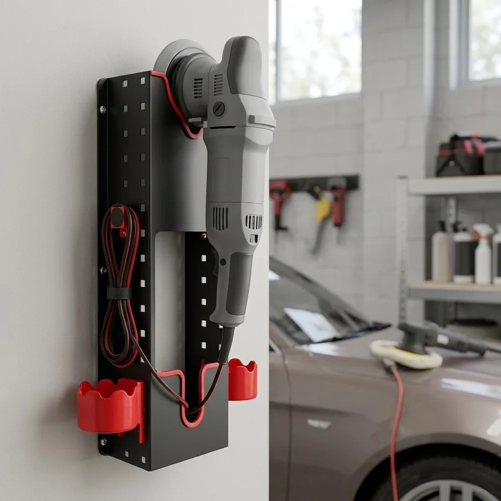 Polisher Buffer Wall Mount Rack for Workshop Tool Organization - Compatible with Angle Grinder and Buffer Machine