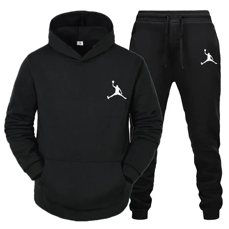 Tracksuit Sets Men\'S Casual Fleece Warm Hoodies Pants 2PCS Mens Long Sleeve Sport Suit Male Pullover Hoodies Sports Clothing